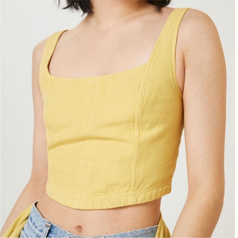 Anthropologie Pilcro corset tank Yellow Stretchy XS